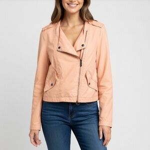$140 Anthropologie Sanctuary Blush Pink Peach Lightweight Bomber Moto Jacket